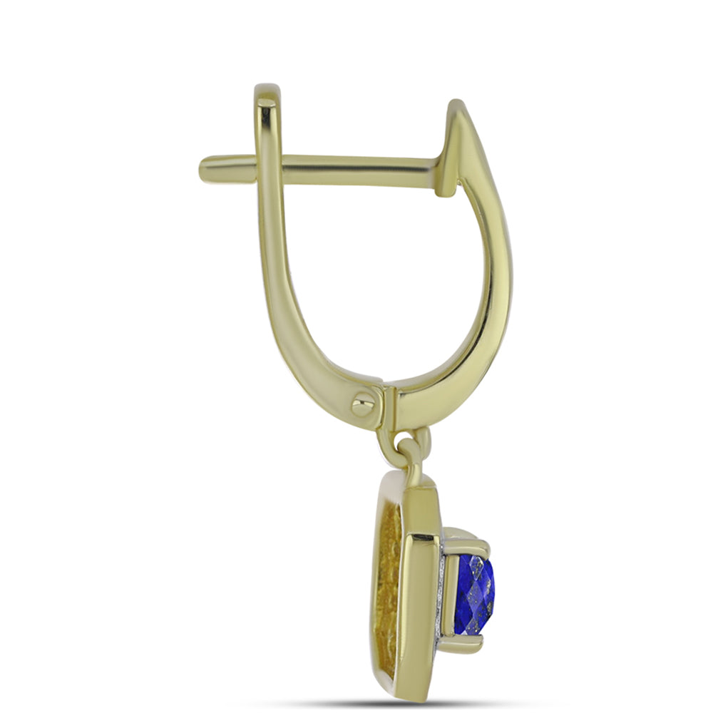 Pozlacené Stříbrné Náušnice s Lapisem Lazuli a Bílým Topazem 2 