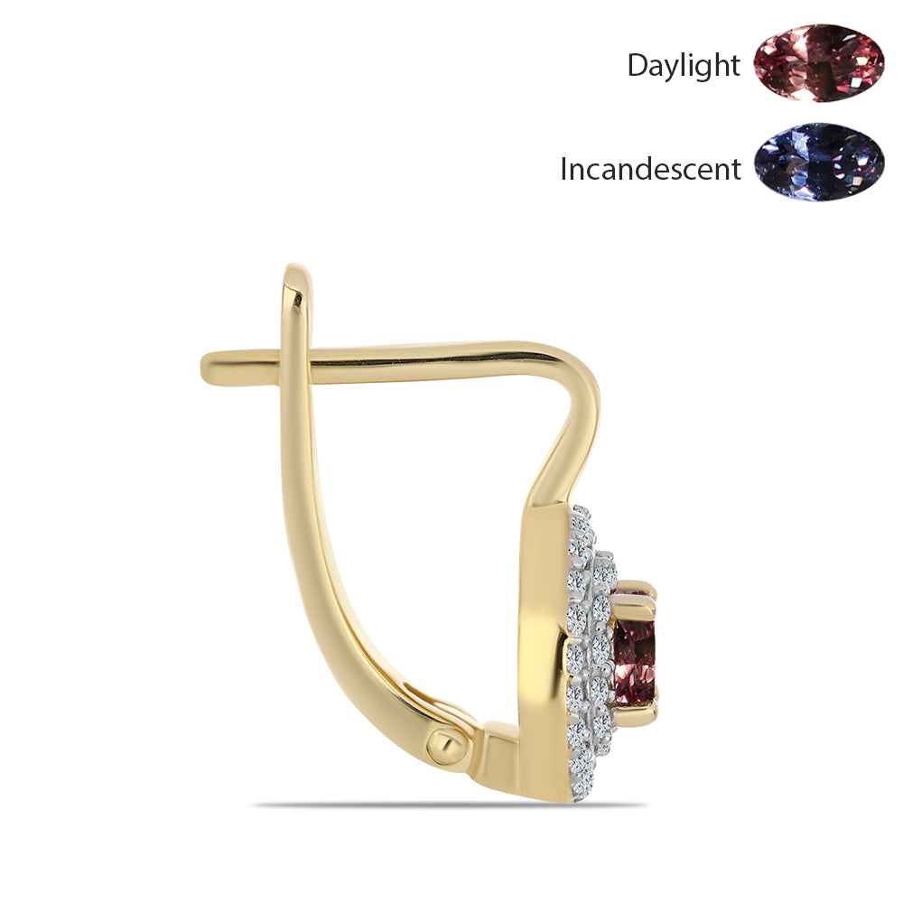 Pozlacené stříbro 925/1000 Náušnice s Tsivorským Měňavým Granátem a Bílým Topazem - Karátové číslo: 1.2. přibližná hmotnost: 4.04 gramů 2 