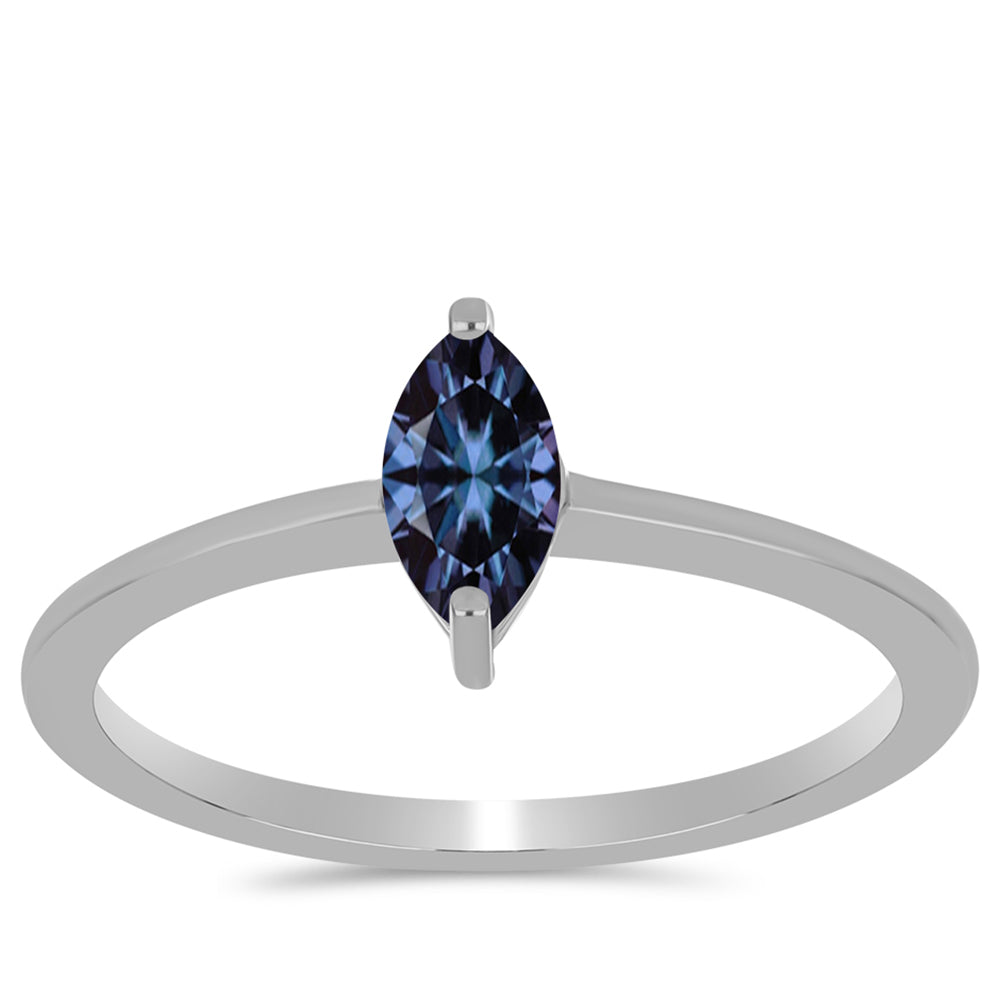 Stříbro 925/1000 Prsten s "Císařský Fialový" Moissanitem - Karátové číslo: 0.53. přibližná hmotnost: 1.59 gramů