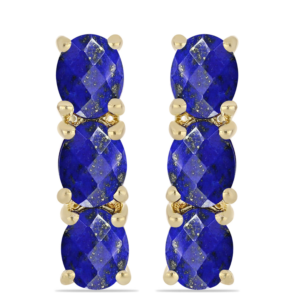 Pozlacené Stříbro 925/1000 - Náušnice s Lapisem Lazuli - Karátové číslo: 2.16. přibližná hmotnost: 3.57 gramů