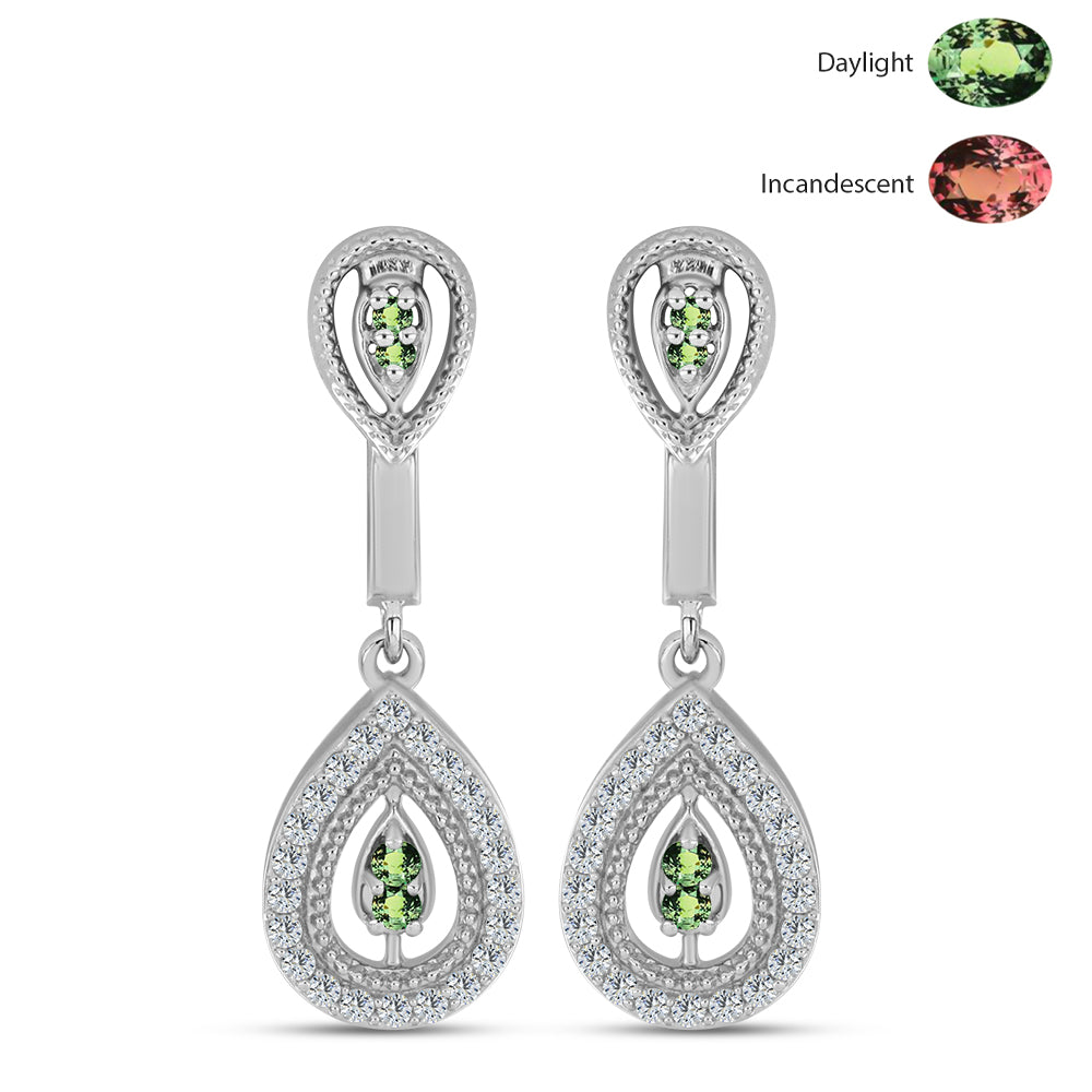 925 / 1000 Sterlingové Stříbro Náušnice s Přírodním Alexandritem a Bílým Topazem 1 