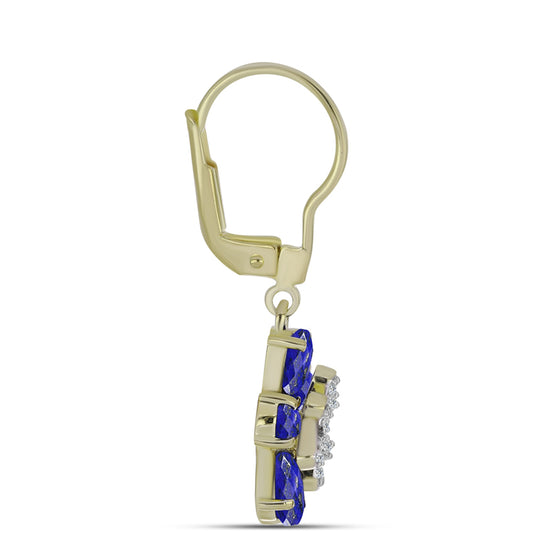 Pozlacené stříbro 925/1000 Náušnice s Lapisem Lazuli a Bílým Topazem - Karátové číslo: 2.39. přibližná hmotnost: 3.68 gramů