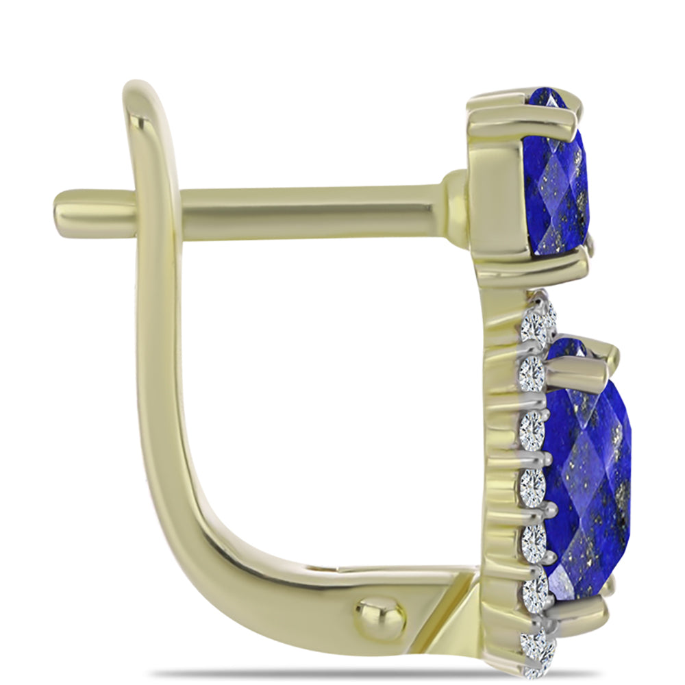 Pozlacené Stříbrné Náušnice s Lapisem Lazuli a Bílým Topazem 2 