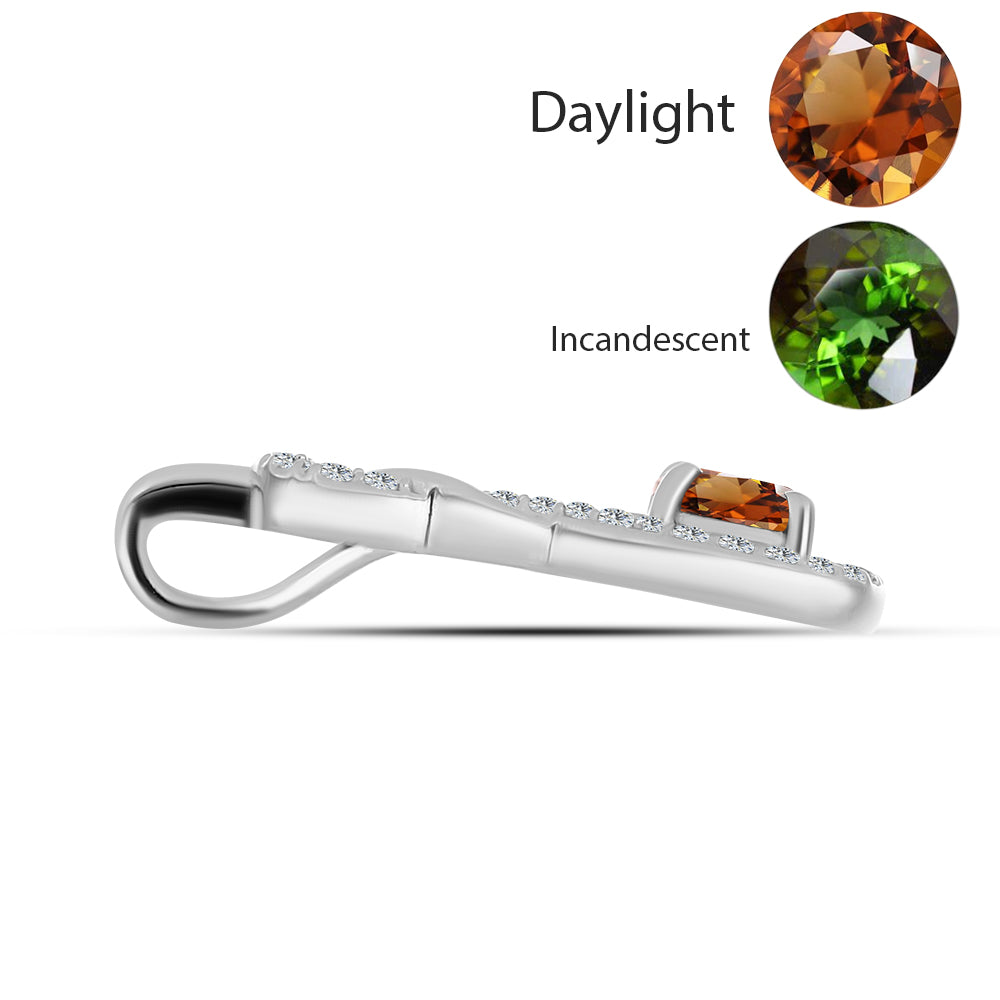 Stříbro 925/1000 - Přívěsek s Certifikovaný Anatolským zultanitem pěstovaný v laboratoři a Bílým Topazem - Karátové číslo: 0.86. přibližná hmotnost: 1.94 gramů