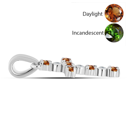 Stříbro 925/1000 - Přívěsek s Certifikovaný Anatolským zultanitem pěstovaný v laboratoři a Bílým Topazem - Karátové číslo: 0.3. přibližná hmotnost: 1.11 gramů