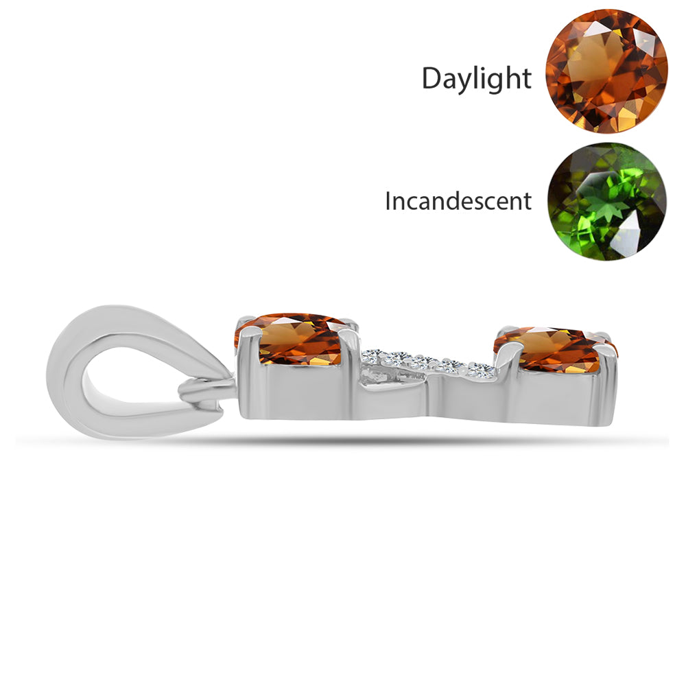 Stříbro 925/1000 - Přívěsek s Certifikovaný Anatolským zultanitem pěstovaný v laboratoři a Bílým Topazem - Karátové číslo: 1.16. přibližná hmotnost: 1.37 gramů