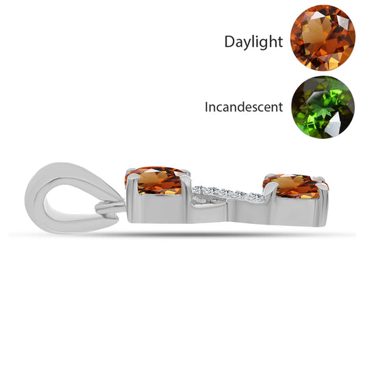 Stříbro 925/1000 - Přívěsek s Certifikovaný Anatolským zultanitem pěstovaný v laboratoři a Bílým Topazem - Karátové číslo: 1.16. přibližná hmotnost: 1.37 gramů