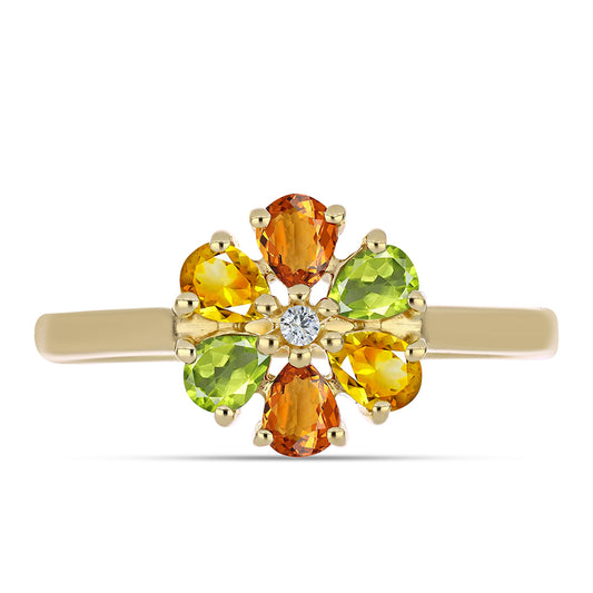 Pozlacený Stříbrný Prsten s Duhovým Safírem a Bílým Topazem