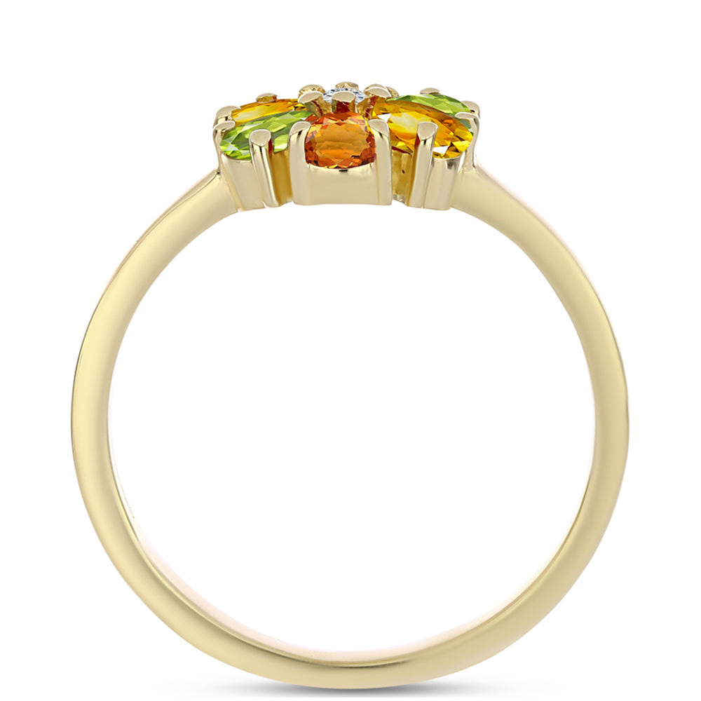 Pozlacené Stříbro 925/1000 - Prsten s Duhovým Safírem a Bílým Topazem - Karátové číslo: 1.16. přibližná hmotnost: 2.37 gramů