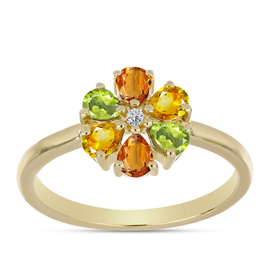 Pozlacený Stříbrný Prsten s Duhovým Safírem a Bílým Topazem