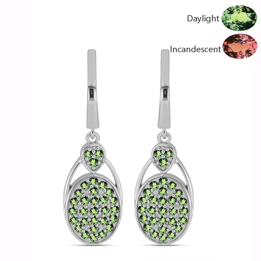 Stříbro 925/1000 Náušnice s Přírodním Alexandritem - Karátové číslo: 1.14. přibližná hmotnost: 5.79 gramů 1 