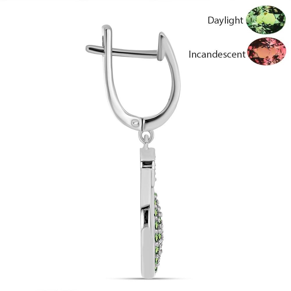 Stříbro 925/1000 Náušnice s Přírodním Alexandritem - Karátové číslo: 1.14. přibližná hmotnost: 5.79 gramů