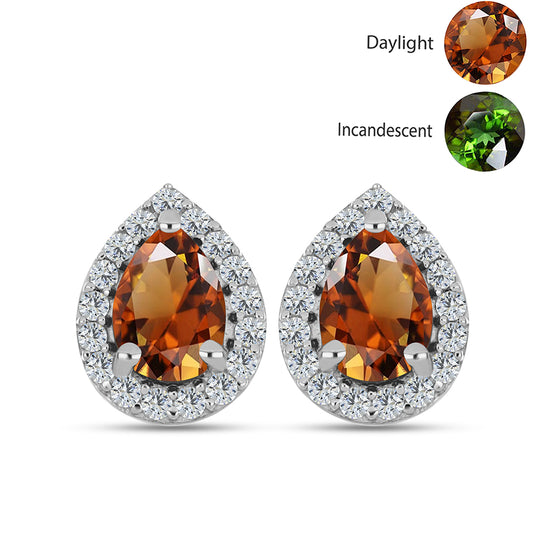 Stříbro 925/1000 - Náušnice s Certifikovaný Anatolským zultanitem pěstovaný v laboratoři a Bílým Topazem - Karátové číslo: 1.97. přibližná hmotnost: 2.32 gramů