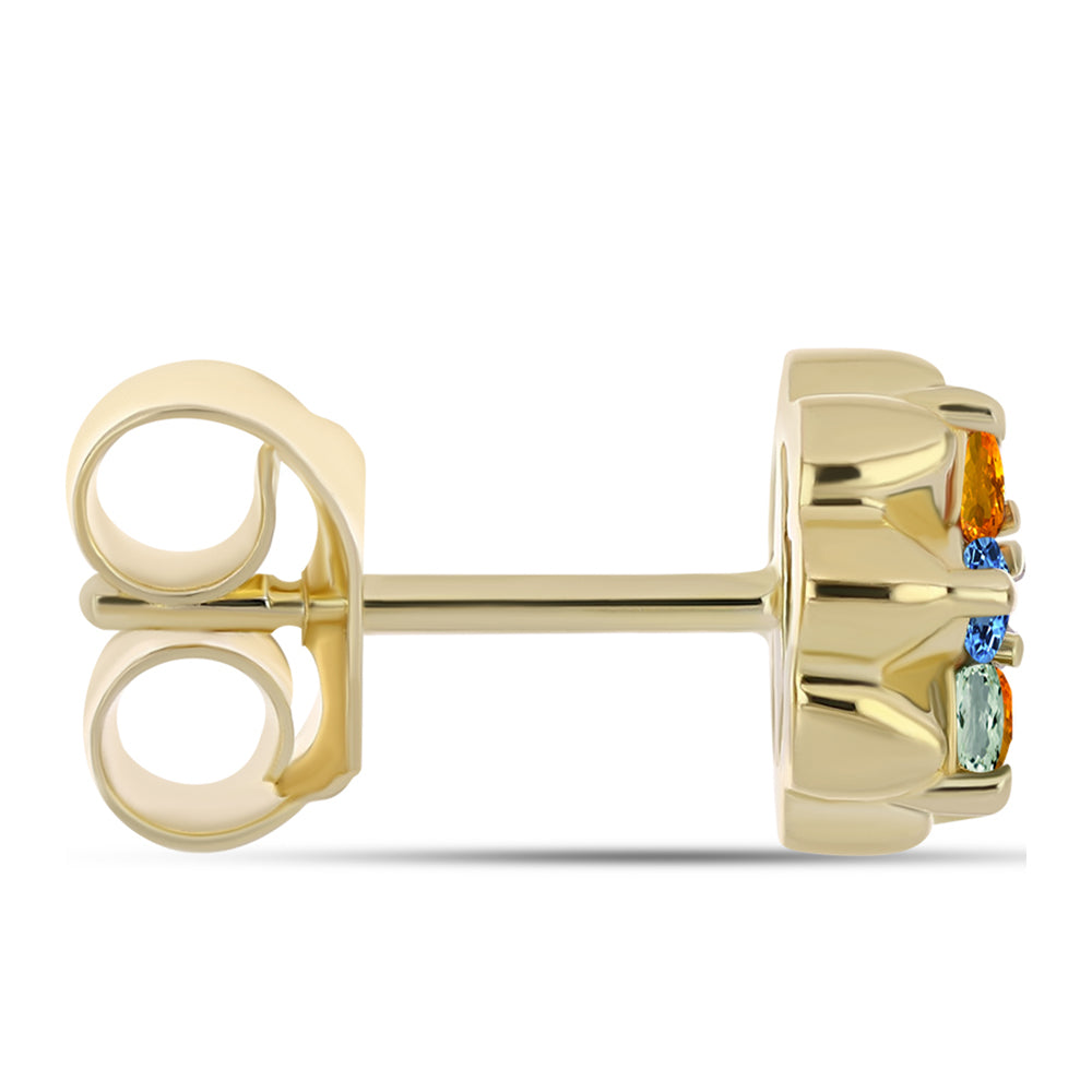 Pozlacené Stříbro 925/1000 - Náušnice s Duhovým Safírem a Bílým Topazem - Karátové číslo: 0.62. přibližná hmotnost: 2.03 gramů 2 