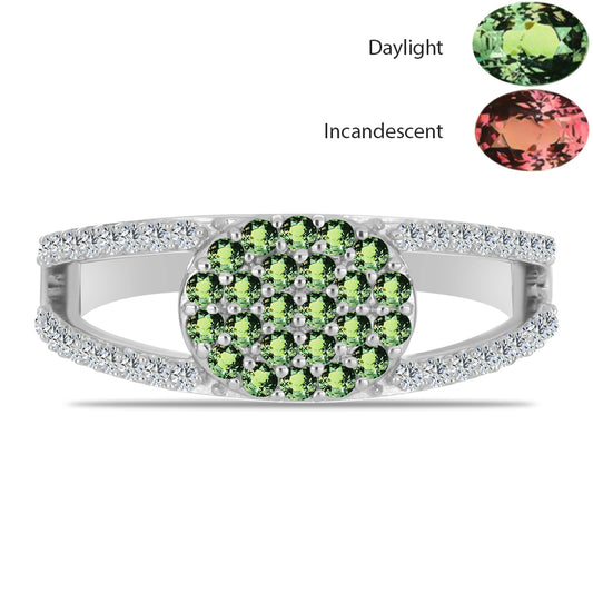 Stříbrný Prsten s Přírodním Alexandritem a Bílým Topazem