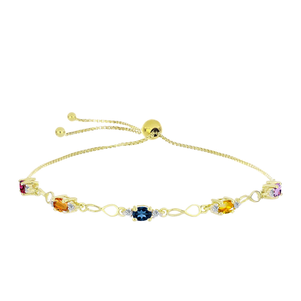 Pozlacené stříbro 925/1000 Náramek s Duhovým Safírem a Bílým Topazem - Karátové číslo: 1.35. přibližná hmotnost: 3.88 gramů 1 