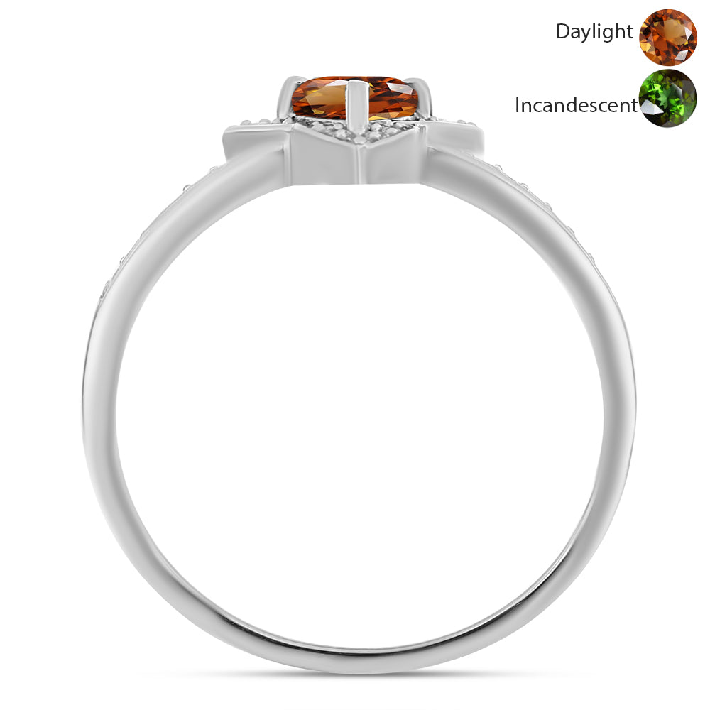 Stříbro 925/1000 - Prsten s Certifikovaný Anatolským zultanitem pěstovaný v laboratoři a Bílým Topazem - Karátové číslo: 0.73. přibližná hmotnost: 2.5 gramů