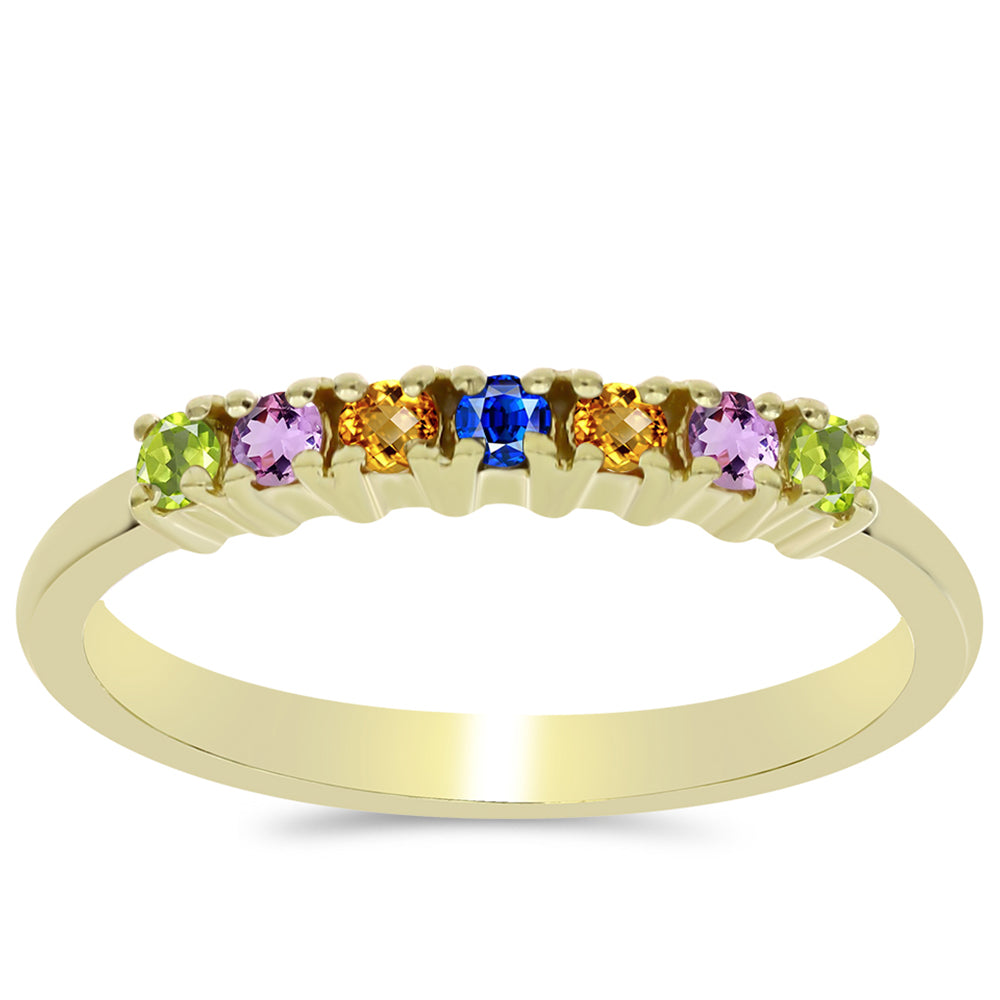 Pozlacené Stříbro 925/1000 - Prsten s Duhovým Safírem - Karátové číslo: 0.29. přibližná hmotnost: 1.77 gramů