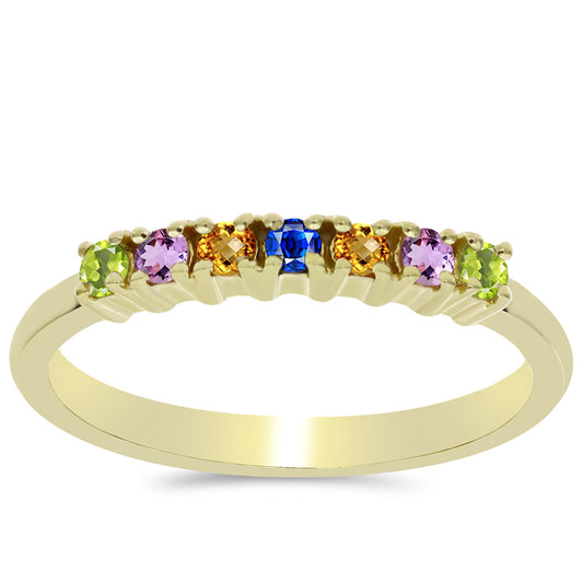 Pozlacené Stříbro 925/1000 - Prsten s Duhovým Safírem - Karátové číslo: 0.29. přibližná hmotnost: 1.77 gramů