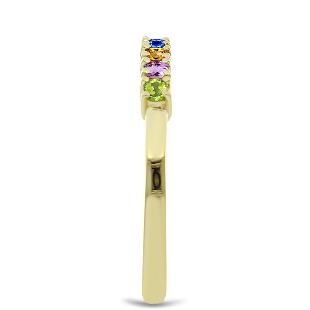 Pozlacené Stříbro 925/1000 - Prsten s Duhovým Safírem - Karátové číslo: 0.29. přibližná hmotnost: 1.77 gramů