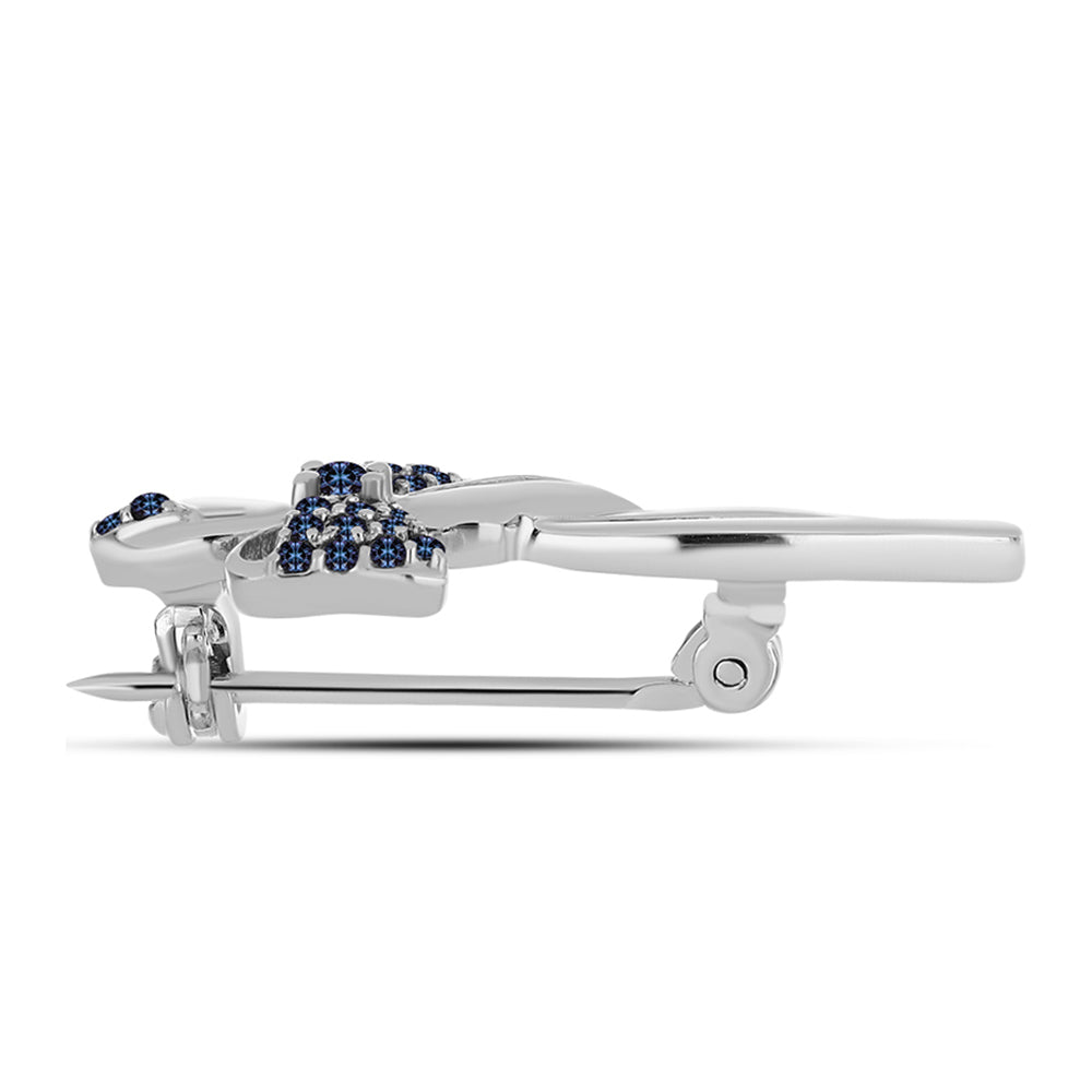 Stříbro 925/1000 - Brož s "Císařský Fialový" Moissanitem - Karátové číslo: 0.22. přibližná hmotnost: 2.56 gramů