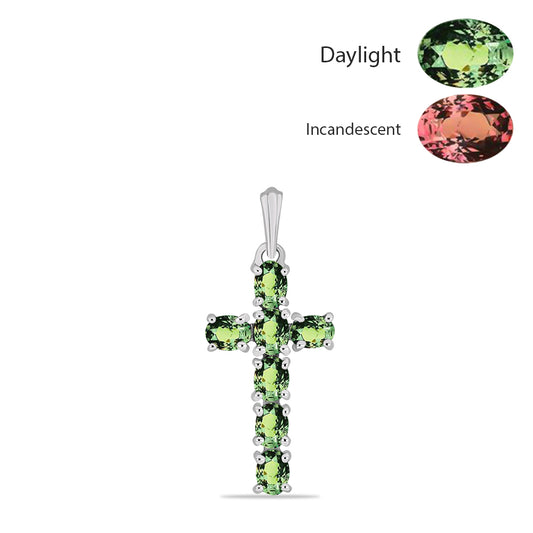 Kříž Stříbrný Přívěsek s Přírodním Alexandritem