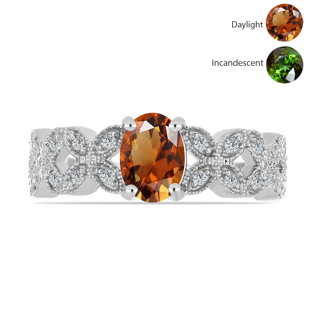 Stříbro 925/1000 - Prsten s Certifikovaný Anatolským zultanitem pěstovaný v laboratoři a Bílým Topazem - Karátové číslo: 1.02. přibližná hmotnost: 3.06 gramů 2 