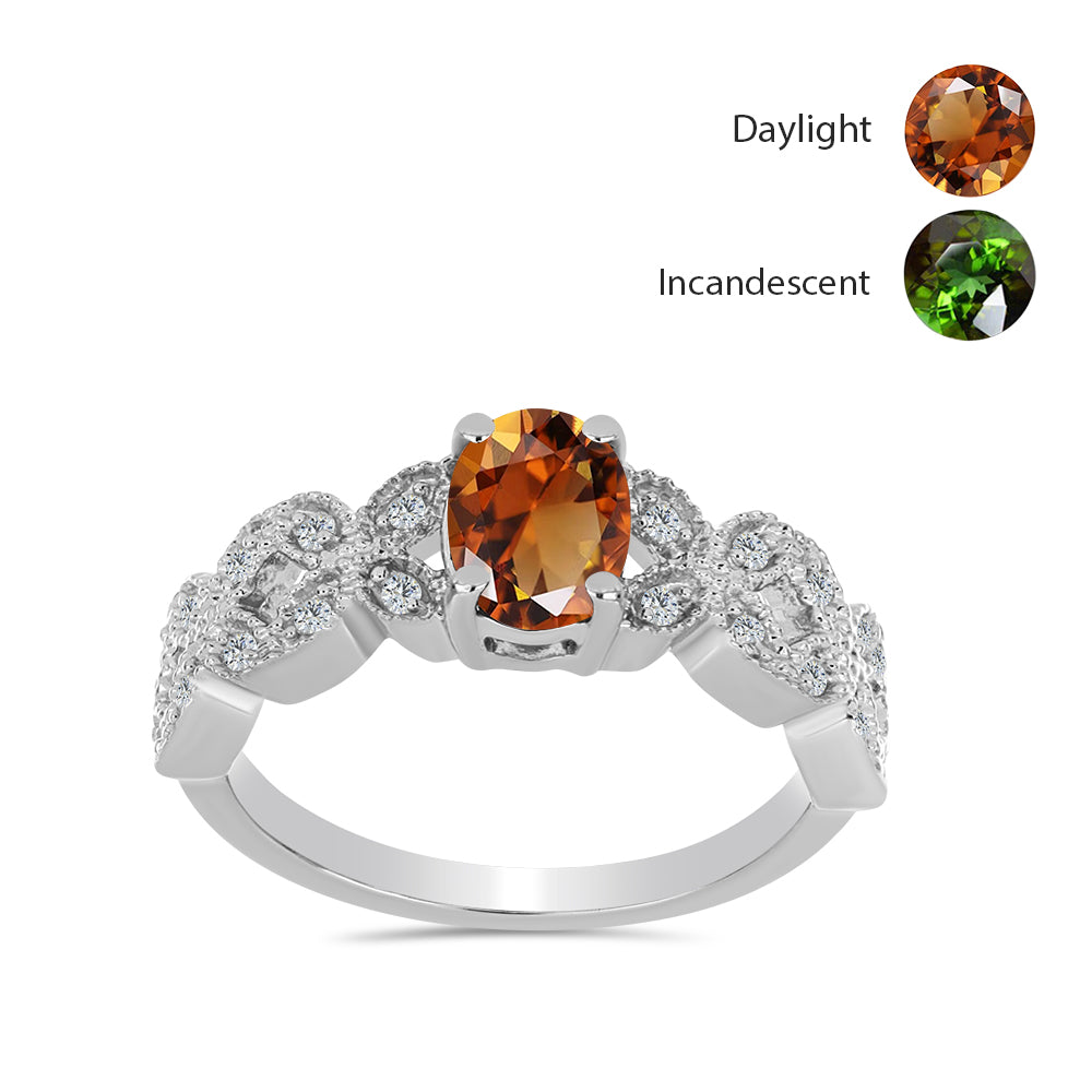 Stříbro 925/1000 - Prsten s Certifikovaný Anatolským zultanitem pěstovaný v laboratoři a Bílým Topazem - Karátové číslo: 1.02. přibližná hmotnost: 3.06 gramů 1 