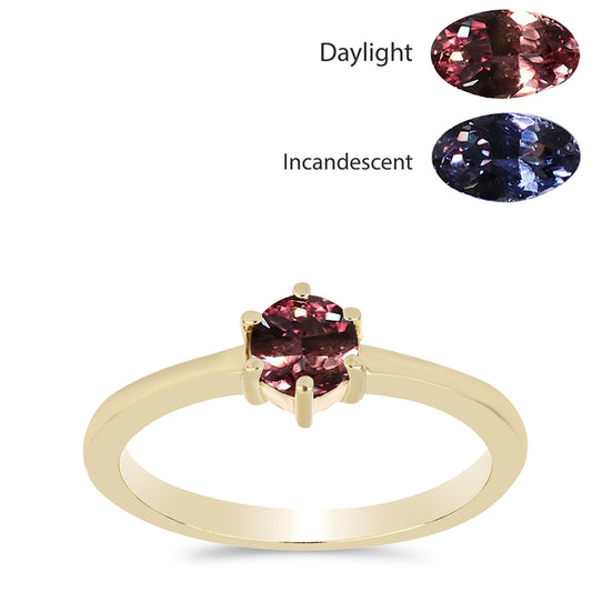 Pozlacené Stříbro 925/1000 - Prsten s Tsivorským Měňavým Granátem - Karátové číslo: 0.62. přibližná hmotnost: 2.27 gramů