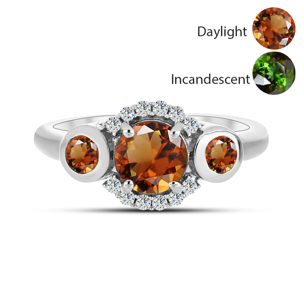 Stříbro 925/1000 - Prsten s Certifikovaný Anatolským zultanitem pěstovaný v laboratoři a Bílým Topazem - Karátové číslo: 1.43. přibližná hmotnost: 2.69 gramů 1 