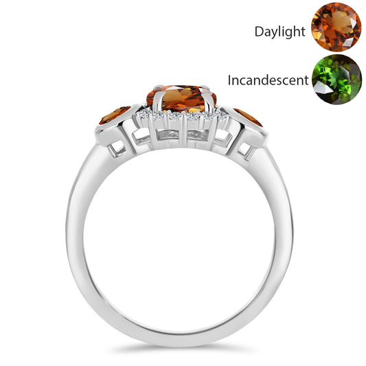 Stříbro 925/1000 - Prsten s Certifikovaný Anatolským zultanitem pěstovaný v laboratoři a Bílým Topazem - Karátové číslo: 1.43. přibližná hmotnost: 2.69 gramů