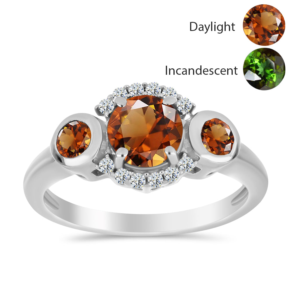 Stříbro 925/1000 - Prsten s Certifikovaný Anatolským zultanitem pěstovaný v laboratoři a Bílým Topazem - Karátové číslo: 1.43. přibližná hmotnost: 2.69 gramů 3 