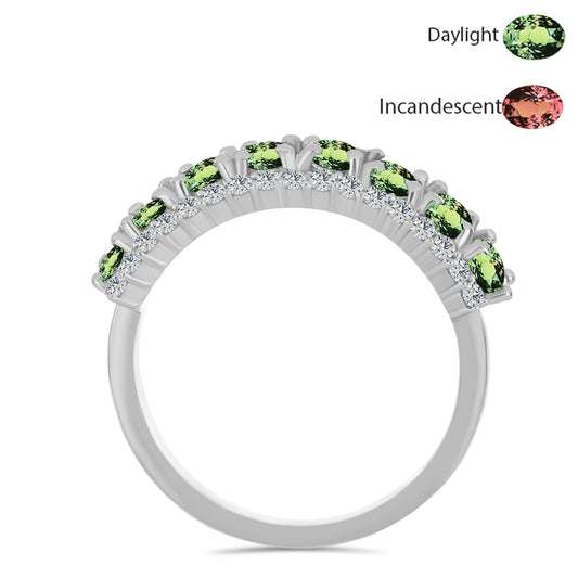 Stříbrný Prsten s Přírodním Alexandritem a Bílým Topazem