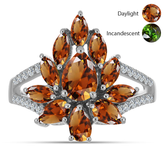 Stříbrný Prsten s Certifikovaný Anatolským zultanitem pěstovaný v laboratoři a Bílým Topazem