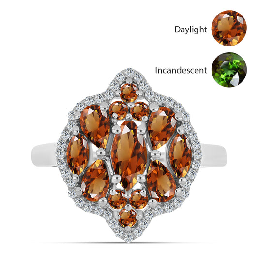 Stříbro 925/1000 Prsten s Certifikovaný Anatolským zultanitem pěstovaný v laboratoři a Bílým Topazem - Karátové číslo: 2.47. přibližná hmotnost: 4.77 gramů