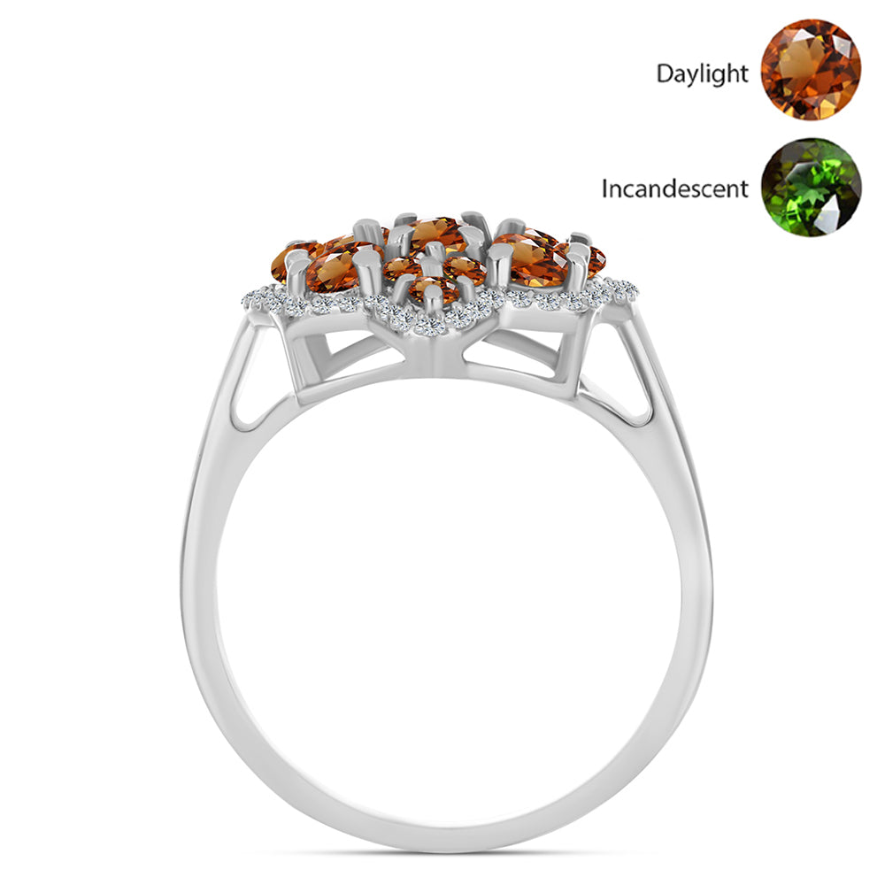 Stříbro 925/1000 Prsten s Certifikovaný Anatolským zultanitem pěstovaný v laboratoři a Bílým Topazem - Karátové číslo: 2.47. přibližná hmotnost: 4.77 gramů 2 