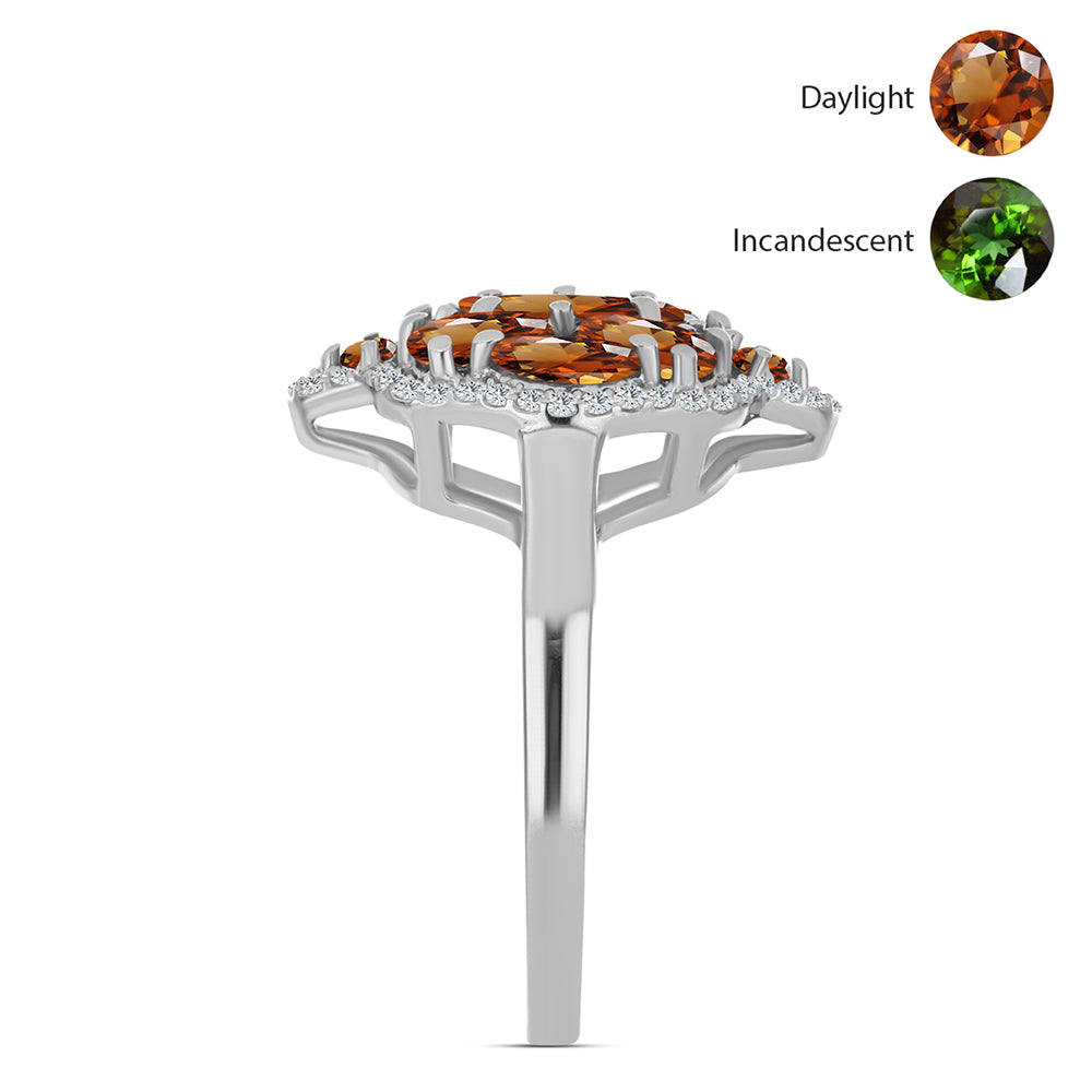 Stříbro 925/1000 Prsten s Certifikovaný Anatolským zultanitem pěstovaný v laboratoři a Bílým Topazem - Karátové číslo: 2.47. přibližná hmotnost: 4.77 gramů 4 