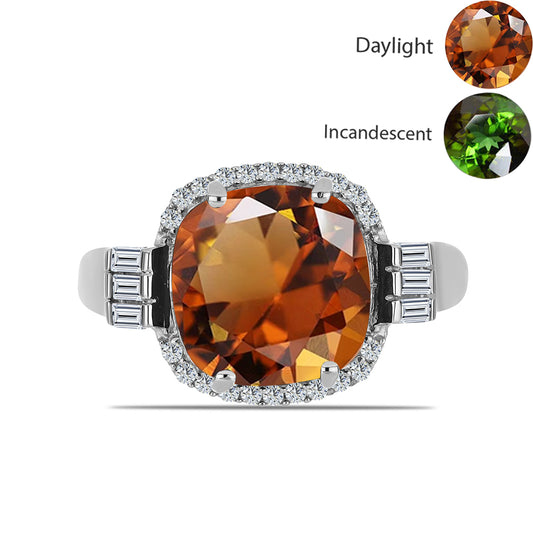 Stříbrný Prsten s Certifikovaný Anatolským zultanitem pěstovaný v laboratoři a Bílým Zirkonem