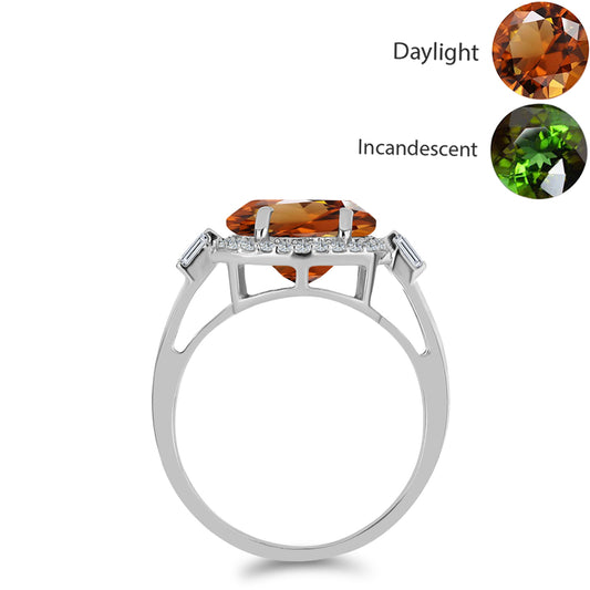 Stříbrný Prsten s Certifikovaný Anatolským zultanitem pěstovaný v laboratoři a Bílým Zirkonem