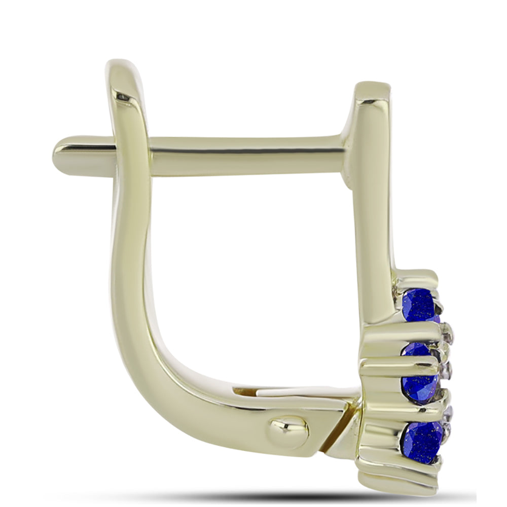 Pozlacené stříbro 925/1000 Náušnice s Lapisem Lazuli a Bílým Topazem - Karátové číslo: 0.64. přibližná hmotnost: 3.13 gramů 2 