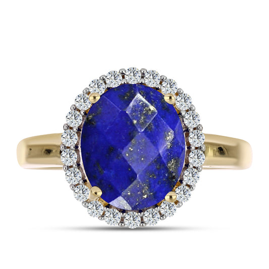 Pozlacený Stříbrný Prsten s Lapisem Lazuli a Bílým Topazem