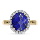 Pozlacený Stříbrný Prsten s Lapisem Lazuli a Bílým Topazem
