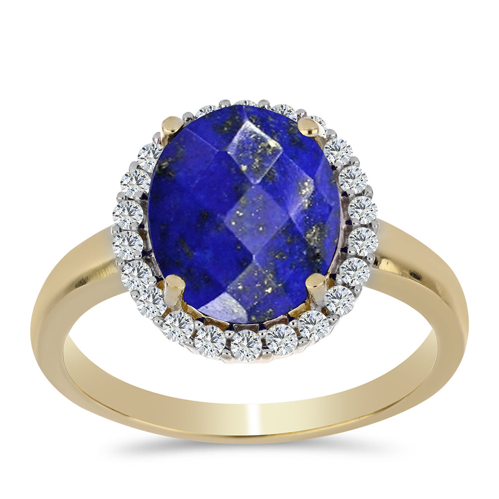 Pozlacený Stříbrný Prsten s Lapisem Lazuli a Bílým Topazem 3 