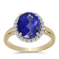 Pozlacený Stříbrný Prsten s Lapisem Lazuli a Bílým Topazem