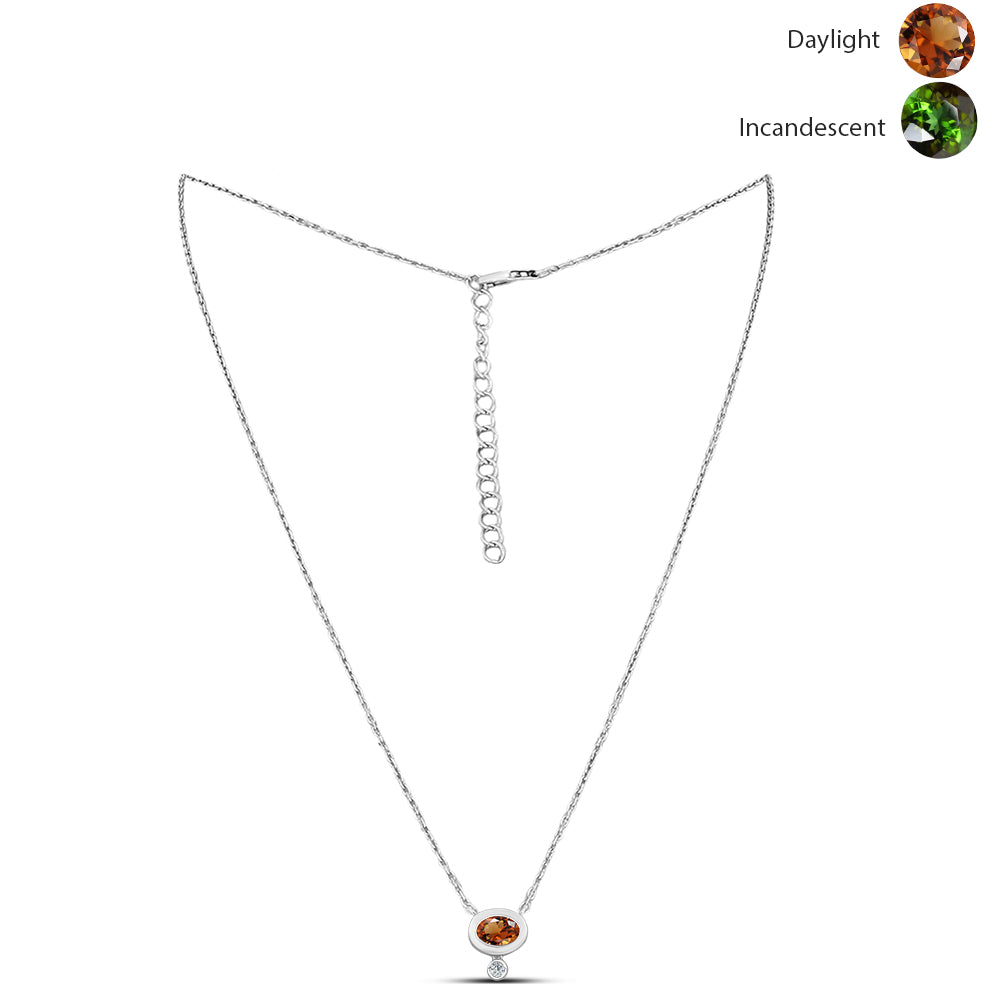 Stříbro 925/1000 - Náhrdelník s Certifikovaný Anatolským zultanitem pěstovaný v laboratoři a Bílým Topazem - Karátové číslo: 0.99. přibližná hmotnost: 3.65 gramů 1 
