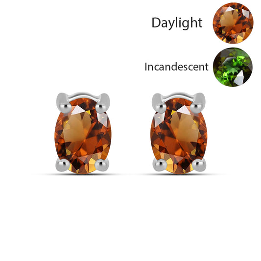 Stříbro 925/1000 - Náušnice s Certifikovaný Anatolským zultanitem pěstovaný v laboratoři - Karátové číslo: 1.84. přibližná hmotnost: 1.57 gramů