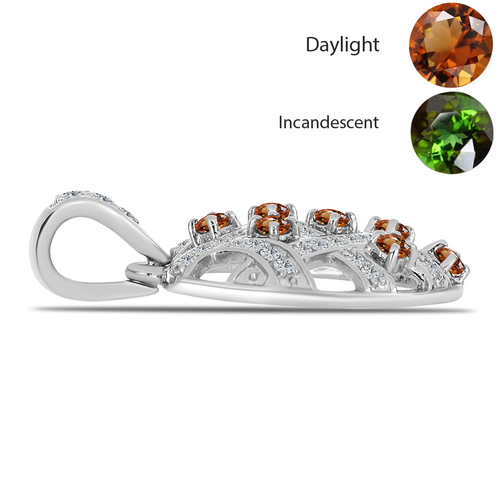 Stříbro 925/1000 - Přívěsek s Certifikovaný Anatolským zultanitem pěstovaný v laboratoři a Bílým Topazem - Karátové číslo: 0.76. přibližná hmotnost: 3.19 gramů