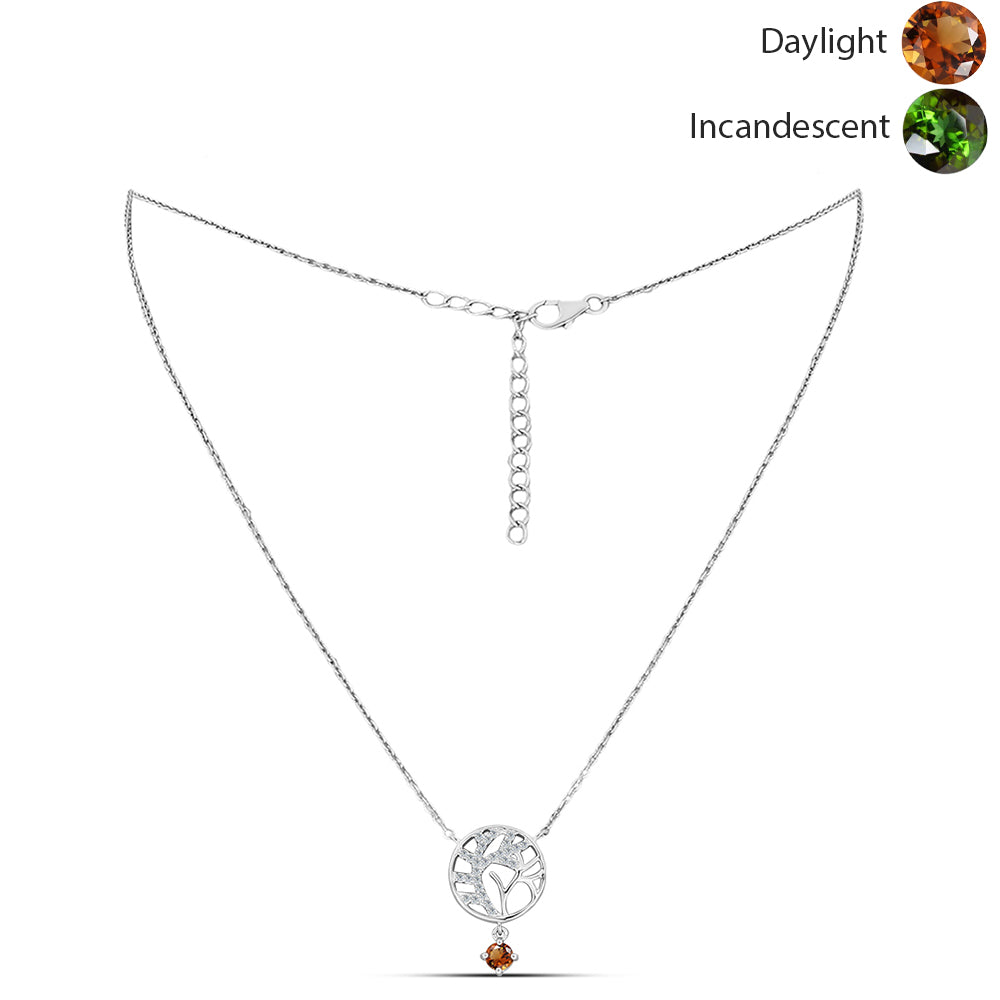 Stříbro 925/1000 - Náhrdelník s Certifikovaný Anatolským zultanitem pěstovaný v laboratoři a Bílým Topazem - Karátové číslo: 0.51. přibližná hmotnost: 4.19 gramů 1 