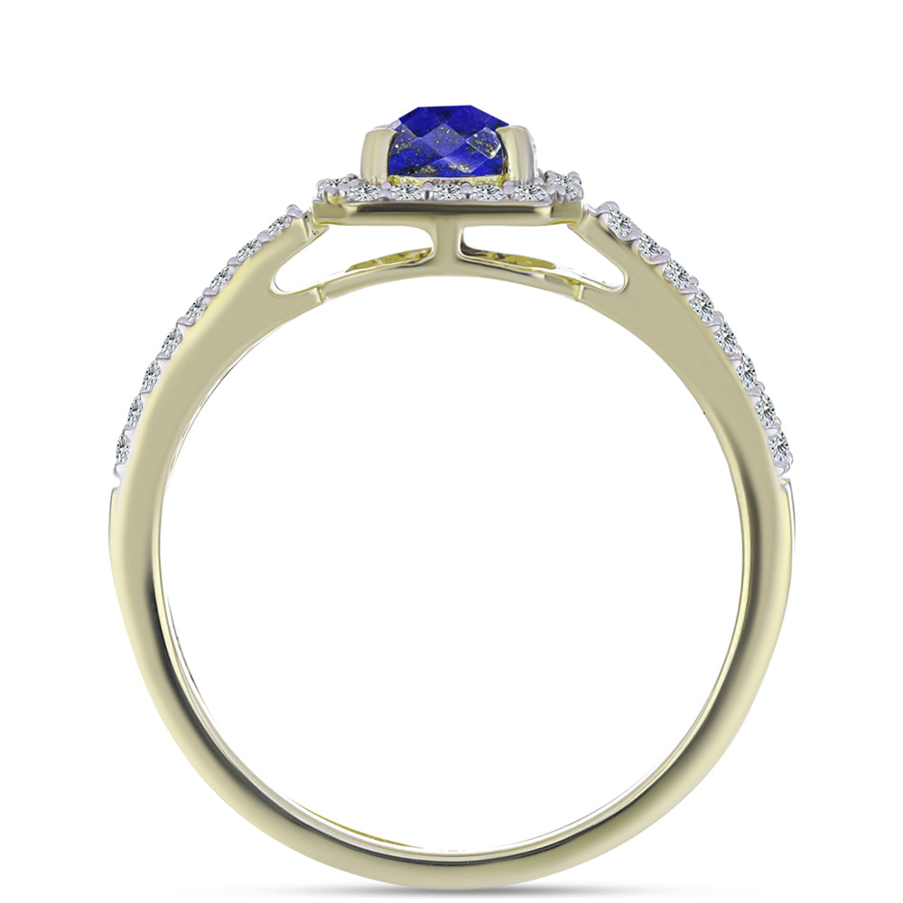 Pozlacený Stříbrný Prsten s Lapisem Lazuli a Bílým Topazem 3 