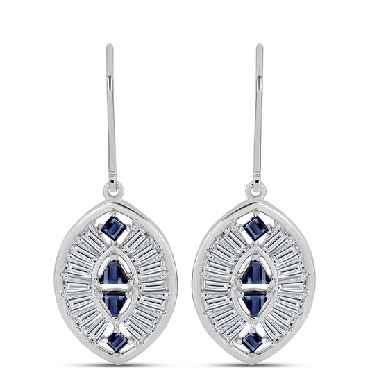 Stříbrné Náušnice s "Císařský Fialový" Moissanitem a Bílým Zirkonem